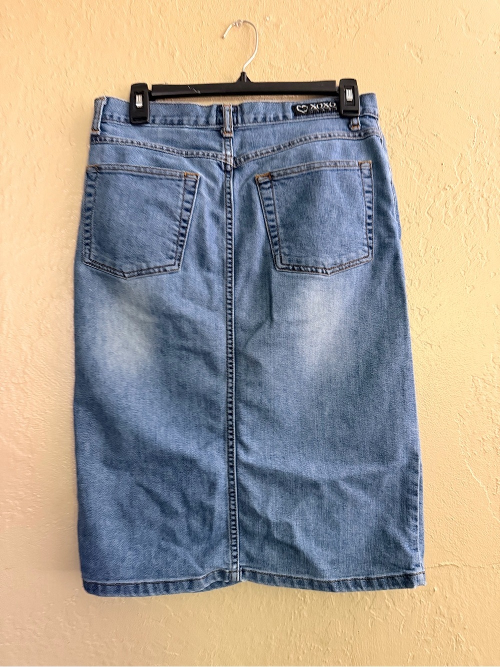 XOXO Light Blue Denim Midi jacket Skirt front slit - Picture 2 of 4